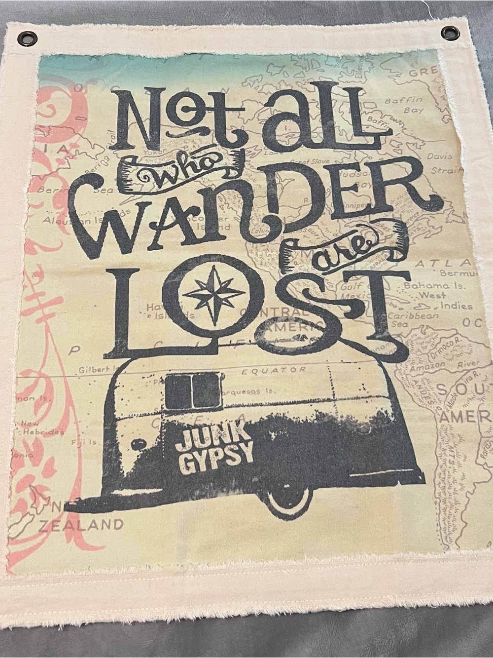 NWOT Wall Tapestry Junk Gypsy Rivets All Who Wander